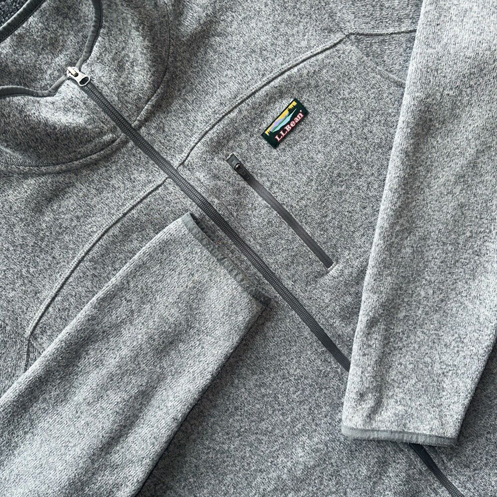 L.L. Bean Sweater Fleece Jacket Men’s Large Gray Full Zip Slightly Fitted GORP